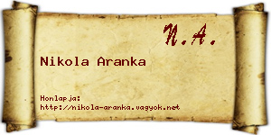 Nikola Aranka névjegykártya